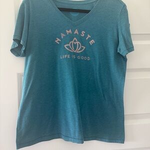 Life Is Good Fitted Green Short Sleeve Tee